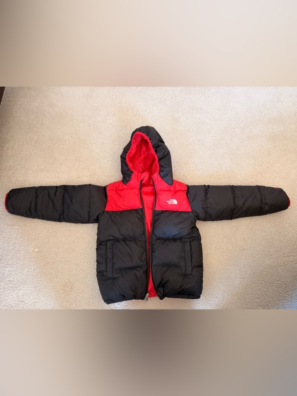 The North Face Black and Red Moondoggy Puffer Coat